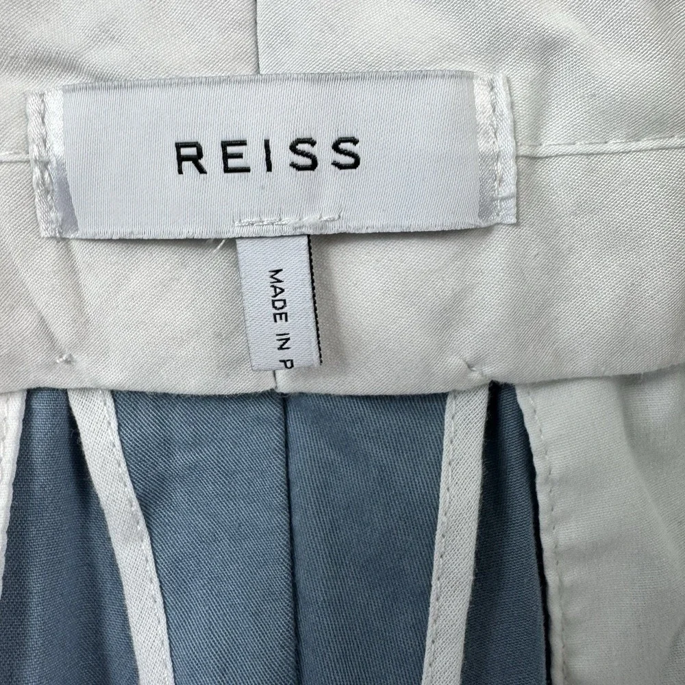 Reiss Blue Cotton Stretch Flat Front Mens Chino Trouser 34x29 Made in Portugal
